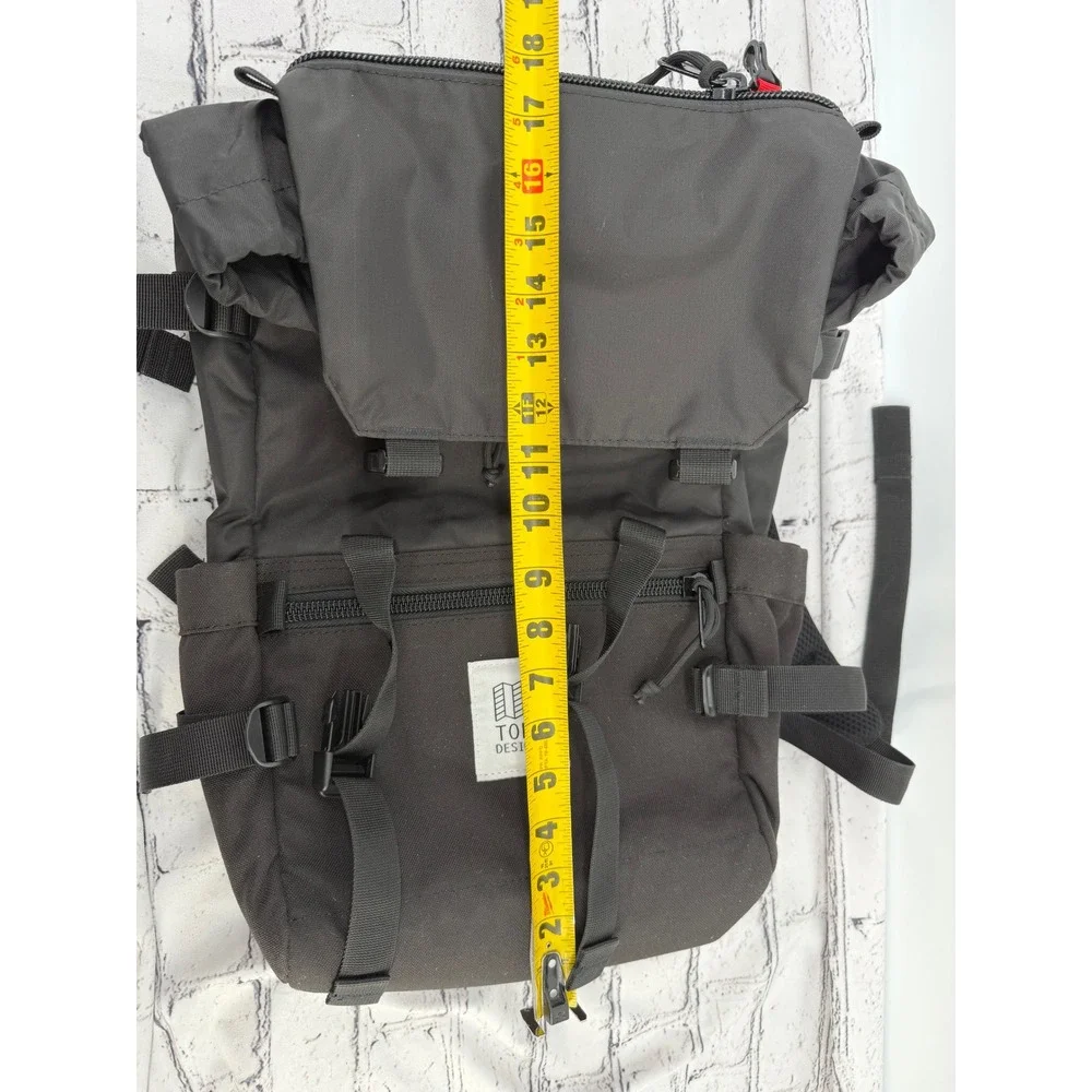 Topo Designs Rover Pack Classic Black Nylon Backpack Cinch Top Laptop Sleeve
